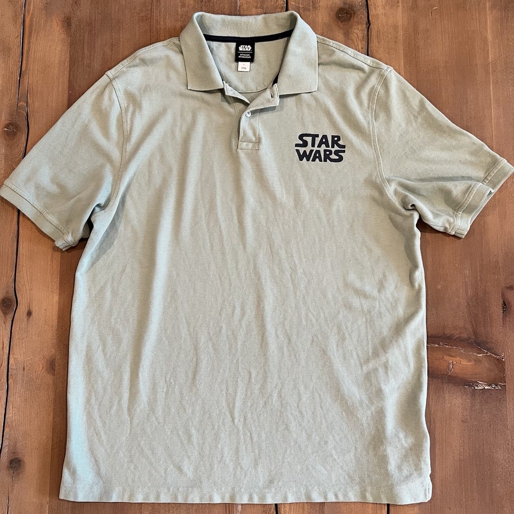 Amazon Essentials Star Wars Light Green Short Sleeve Men's Polo Shirt Size Large